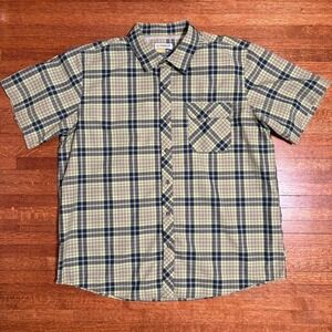 Magellan Outdoors Mens 2XL‎ Green Plaid Short Sleeve Button Down Shirt